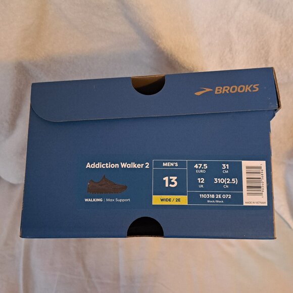 Brooks Addiction 2 Men's 13 Wide (2E) Brand New Black Lace Up Walking Shoe - Picture 3 of 7